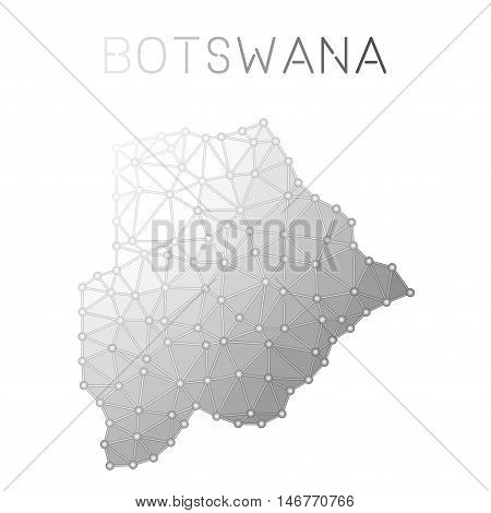 Botswana Polygonal Vector Map. Molecular Structure Country Map Design. Network Connections Polygonal