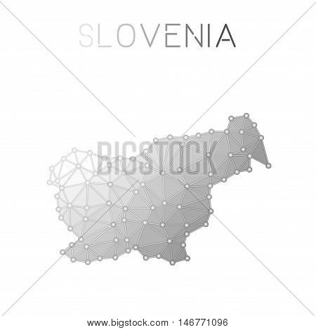 Slovenia Polygonal Vector Map. Molecular Structure Country Map Design. Network Connections Polygonal