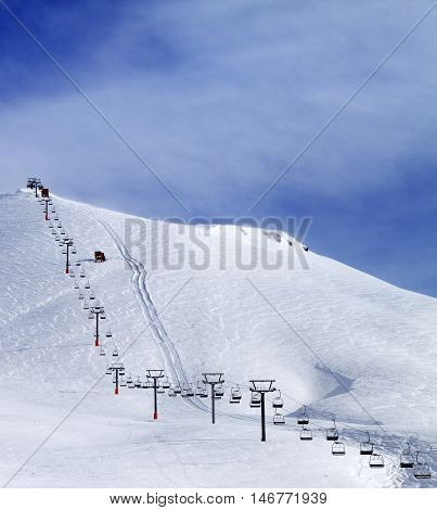 Ski Slope And Chair-lift At Morning