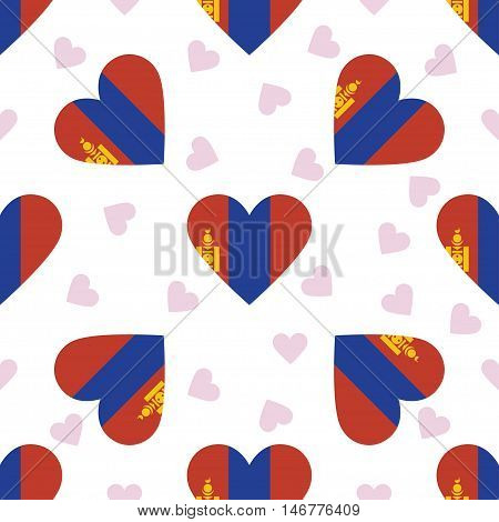 Mongolia Independence Day Seamless Pattern. Patriotic Background With Country National Flag In The S
