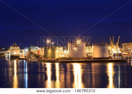 ABERDEEN SCOTLAND - 27 JANUARY 2016: Big supply boats in Aberdeen harbor on 27 January 2016. Aberdeen port is one of the busiest ports in UK.