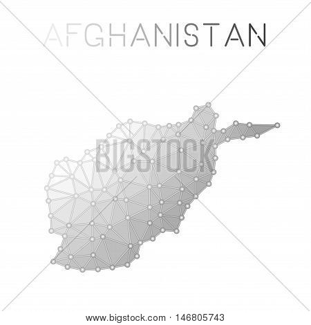 Afghanistan Polygonal Vector Map. Molecular Structure Country Map Design. Network Connections Polygo