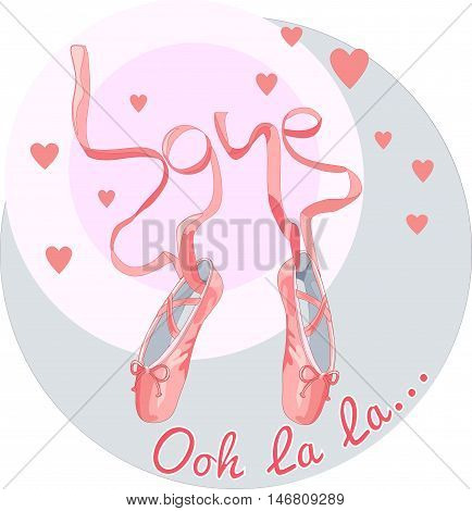 Ballet shoes illustration. Vector Illustration of a cartoon icon isolated on white background