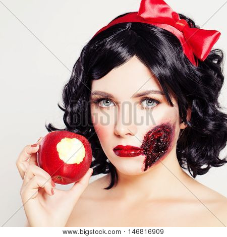 Halloween Artistic Makeup. Woman White Snow Сharacters