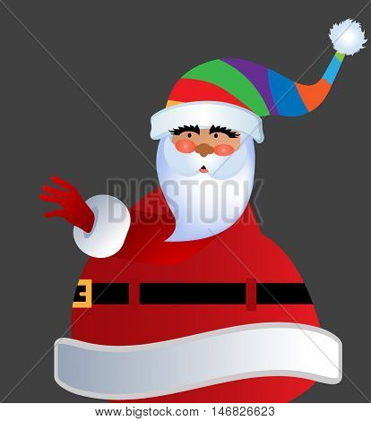 Rolley-poly Fat santa in Striped Stocking hat  