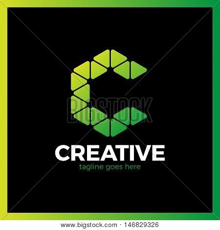 Clever, Creative, Triangle, Colorful, Letter C Logo. Smart And Idea Logotype