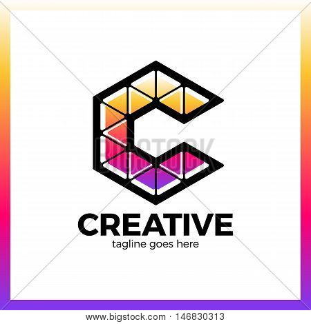 Clever, Creative, Triangle, Colorful, Letter C Logo. Smart And Idea Logotype