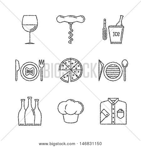 Set Of Vector Restaurant Icons And Concepts In Sketch Style