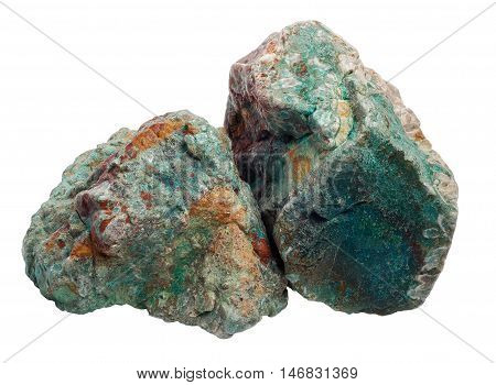Two green jasper stones hug each other