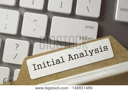 Initial Analysis. Folder Index Lays on Modern Keyboard. Archive Concept. Closeup View. Blurred Toned Image. 3D Rendering.