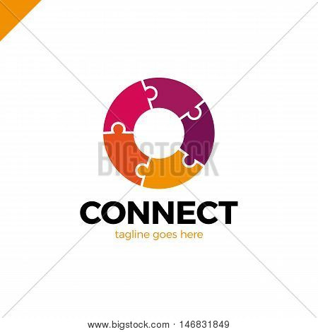 Ring Puzzles Diagram Logo. Circle Connect Communication Logotype
