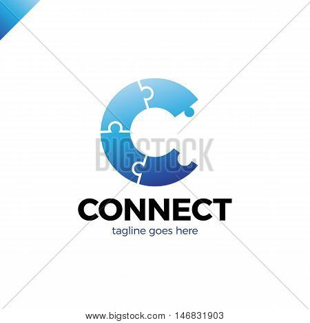 C Letter Logo Icon Template. Puzzle Connectivity,technology, Network, Digital, Company Logotype Vect