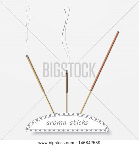 Aroma sticks on a gray background. Vector illustration.