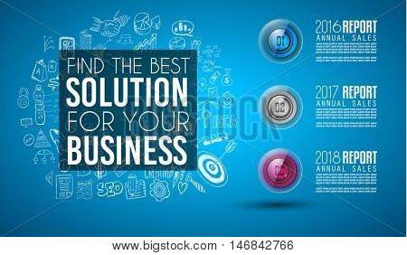 Clean Infographic Layout Template for data and information analysis with a number of solutions available. Ideal for product presentation, year production reports and so on.