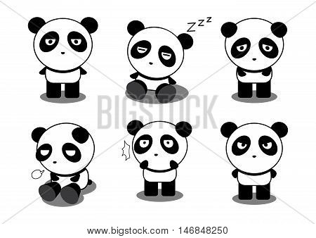 panda action character design , animal cartoon emotion