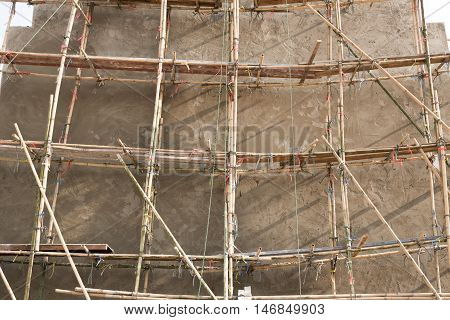 Bamboo Scaffolds for construction job. It's made us easy to climbing onto a parts of the building.