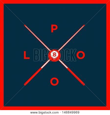 Billiard Or Snooker Poolroom Design For Sports, Leisure Or Club Logo Emblem Red