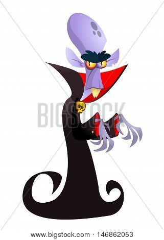 Cute cartoon vampire smiling. Vector illustration of dracula