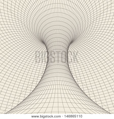 Wireframe mesh polygonal element. Torus with connected lines and dots. Vector Illustration .