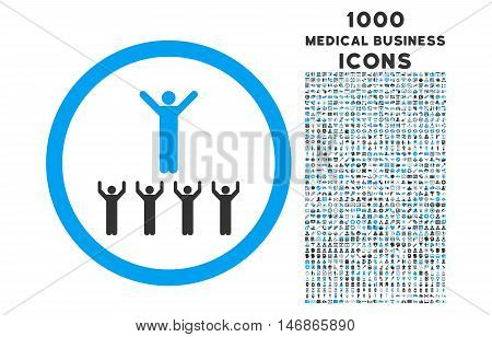 Religion Adepts rounded glyph bicolor icon with 1000 medical business icons. Set style is flat pictograms, blue and gray colors, white background.