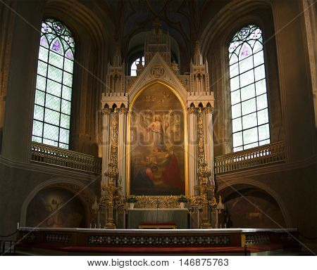 TURKU, FINLAND - JUNE 13, 2015: Altar of the Lutheran Cathedral in Turku. Religious landmark  of the city Turku