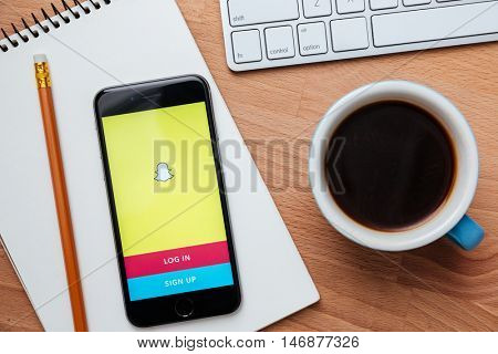 SARAWAK. MALAYSIA - APRIL 23,2016: Snapchat is popular a photo messaging application, released in September 2011