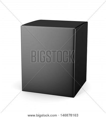 Template black cardboard package box for cosmetic products isolated on white background. Mock up for your design. 3d rendering.