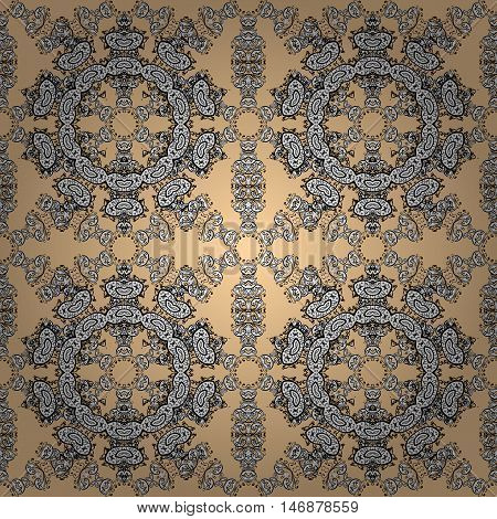 Decorative boho seamless pattern. Endless print with grey elemens on light background.