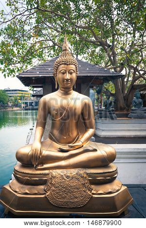 Buddha, front, Seema, Malaka, Temple, Colombo, Sri, Lanka