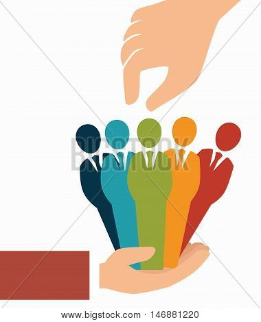 hand human resorces recruit desing isolated vector illustration eps 10