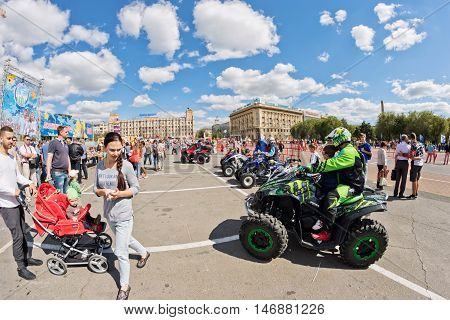 Fans Of Extreme Off-road Driving Quad Bikes Demonstrate Their And Ammunition At The Exhibition
