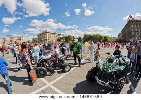Fans Of Extreme Off-road Driving Quad Bikes Demonstrate Their And Ammunition At The Exhibition