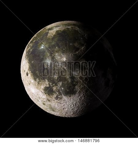 Moon Solar System Planet On Black Background 3D Rendering. Elements Of This Image Furnished By Nasa