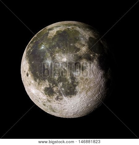 Moon Solar System Planet On Black Background 3D Rendering. Elements Of This Image Furnished By Nasa