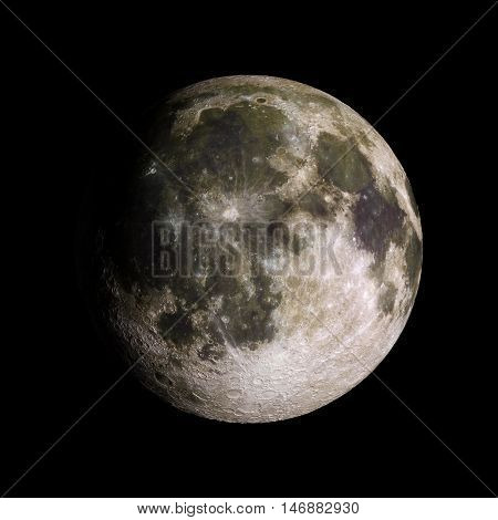 Moon Solar System Planet On Black Background 3D Rendering. Elements Of This Image Furnished By Nasa