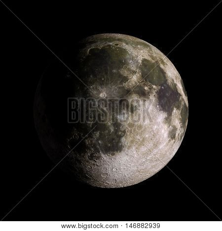 Moon Solar System Planet On Black Background 3D Rendering. Elements Of This Image Furnished By Nasa
