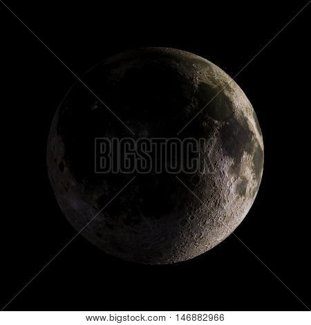 Moon Solar System Planet On Black Background 3D Rendering. Elements Of This Image Furnished By Nasa