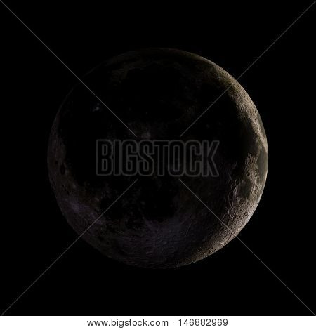 Moon Solar System Planet On Black Background 3D Rendering. Elements Of This Image Furnished By Nasa