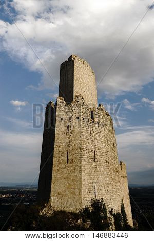 Majestic Medieval Castle Ruins On The Top Of The Hill