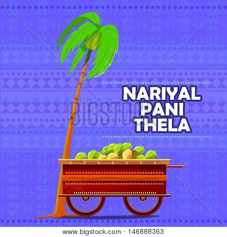 easy to edit vector illustration of Indian Nariyal Pani Tender Coconut Water cart representing street food of India