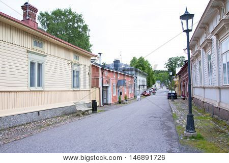 Naantali, Finland - 06 July , 2015: Cloudy Summer Day On The Historic Quarter Of Naantali