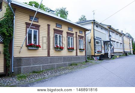 Naantali, Finland - 06 July , 2015: Cloudy Summer Day On The Historic Quarter Of Naantali