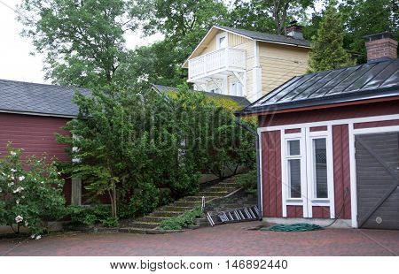 Naantali, Finland - 06 July , 2015: Cloudy Summer Day On The Historic Quarter Of Naantali