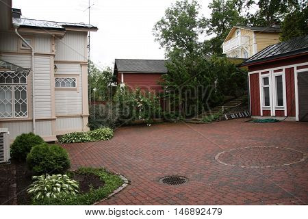 Naantali, Finland - 06 July , 2015: Cloudy Summer Day On The Historic Quarter Of Naantali