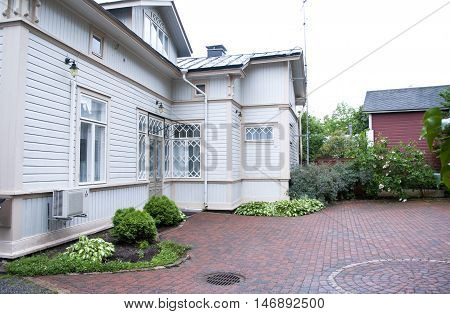 Naantali, Finland - 06 July , 2015: Cloudy Summer Day On The Historic Quarter Of Naantali