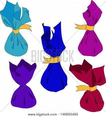 Hand drawn style colorful set candies collection