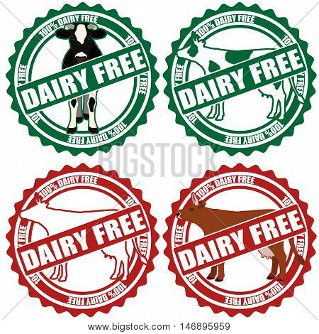Dairy free sticker set isolated on white background. Vector illustration.