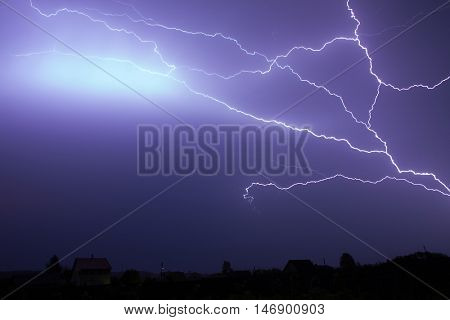 dark storm sky with lgihting at night