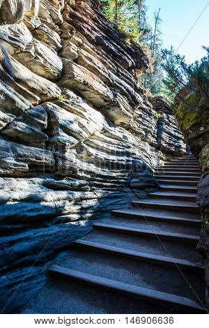 Athabasca Falls Stairs, Icefield Parkway, Jasper National Park