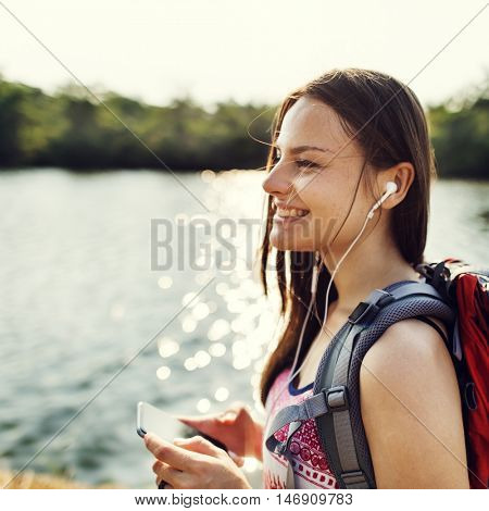 Explore Adventure Backpacker Hiking Trek Travel Concept